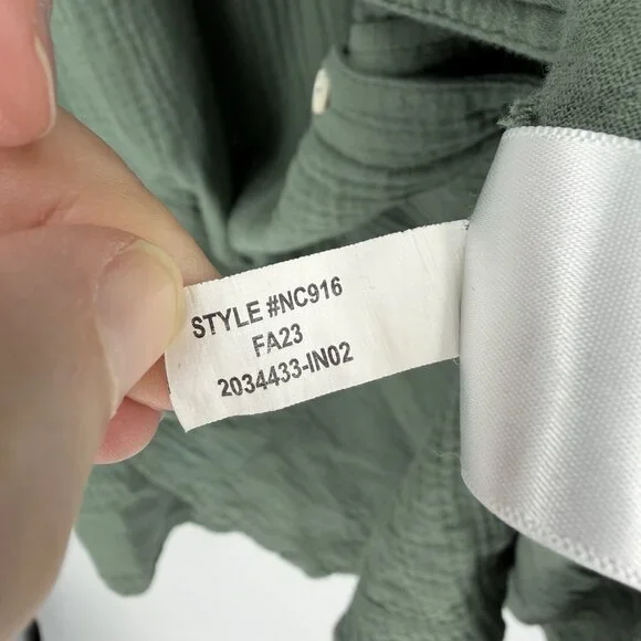 Madewell Lightspun Green Cover-Up Maxi Shirt Dress M Gauze Pool Beach Travel - Picture 9 of 10